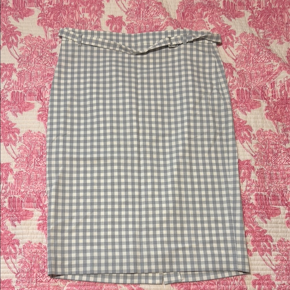 NWOT Ann Taylor Gingham Checkered Skirt - Gray and White
